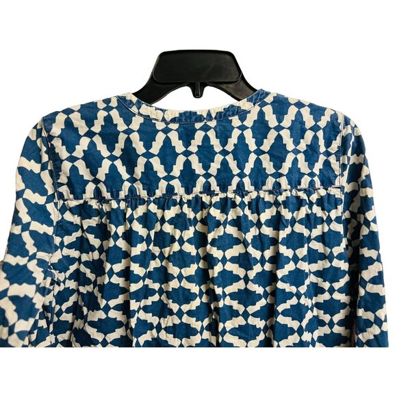 J.CREW The Indigo Tunic A-Line Top in Blue White Geometric Print Size XSmall/0 - Picture 6 of 8